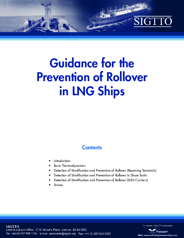 Guidance for the Prevention of Rollover in LNG Ships