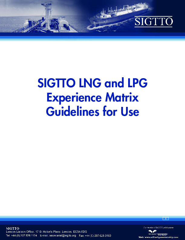 LNG and LPG Experience Matrix Guidelines for Use