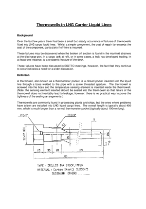 Thermowells in LNG Carrier Liquid Lines