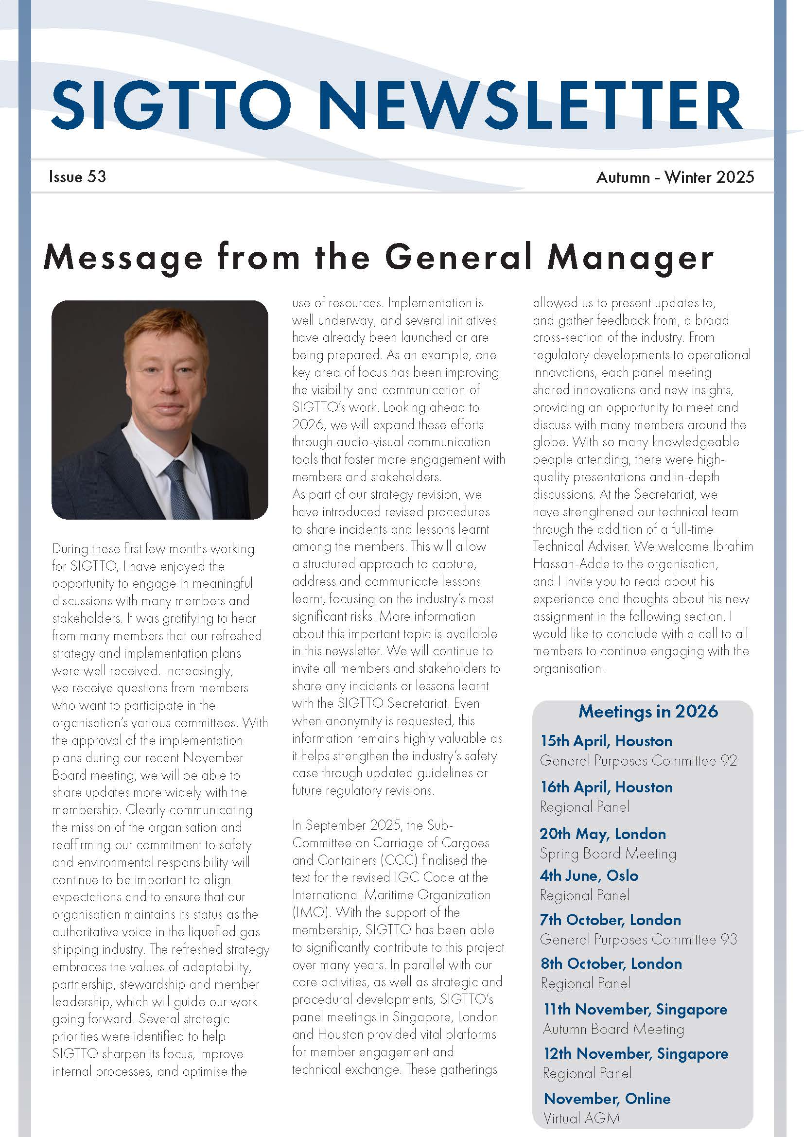 SIGTTO Autumn Winter Newsletter - Issue 53